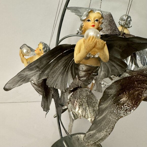 Silver Butterfly Fairies Pearl Set (5) Christmas Ornament Resin Holiday RARE - Picture 5 of 16